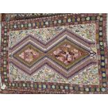 A TRIBAL FLAT WEAVE RUG 144 X 102 CM, TOGETHER WITH ANOTHER FLAT WEAVE RUNNER 294 X 86 CM (2)