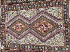 A TRIBAL FLAT WEAVE RUG 144 X 102 CM, TOGETHER WITH ANOTHER FLAT WEAVE RUNNER 294 X 86 CM (2)