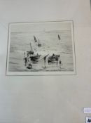 W.L WYLLIE ( 1851 - 1931 ) COMING ASHORE, PENCIL SIGNED ETCHING 20 x 25cms.