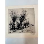 JOSEPH STEIB ( 1898 - 1957 ) ARR. FOUR PENCIL SIGNED ETCHINGS OF RURAL LANDSCAPES AND TOWN VIEWS,
