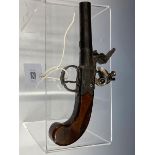 AN 18TH CENTURY FLINTLOCK POCKET PISTOL WITH TURN OFF BARREL THE BOXLOCK ACTION SIGNED ARCHER ,