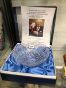 A 20th C. BOXED BOHEMIAN CUT GLASS BOWL TOGETHER WITH A CATALOGUE OF THE SIR NICHOLAS WINTON (