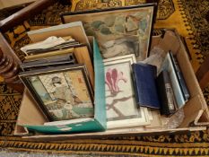 FRAMES OF ART NOUVEAU AND OTHER PRINTS AND PICTURES TOGETHER WITH A SMALL NUMBER OF BOOKS