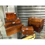 A COLLECTION OF SIX ROSEWOOD AND TUNBRIDGE WARE BOXES