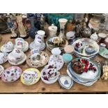 SPECIMEN TEA CUPS AND SAUCERS, PLATES, FIGURES AND A SMALL QUANTITY OF ELECTROPLATE