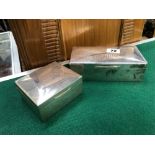 TWO HALLMARKED SILVER CIGARETTE BOXES.