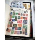 SIX STAMP ALBUMS TOGETHER WITH STAMPED ENVELOPES AND LOOSE STAMPS