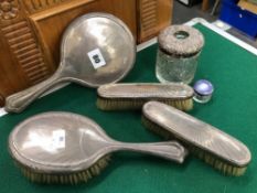 VARIOUS HALLMARKED SILVER DRESSING TABLE ITEMS.