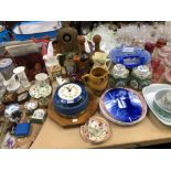 MARY GREGORY GLASS, A DOULTON AND OTHER FLASKS, A CARRIAGE TIME PIECE AND OTHER CLOCKS, DECORATIVE