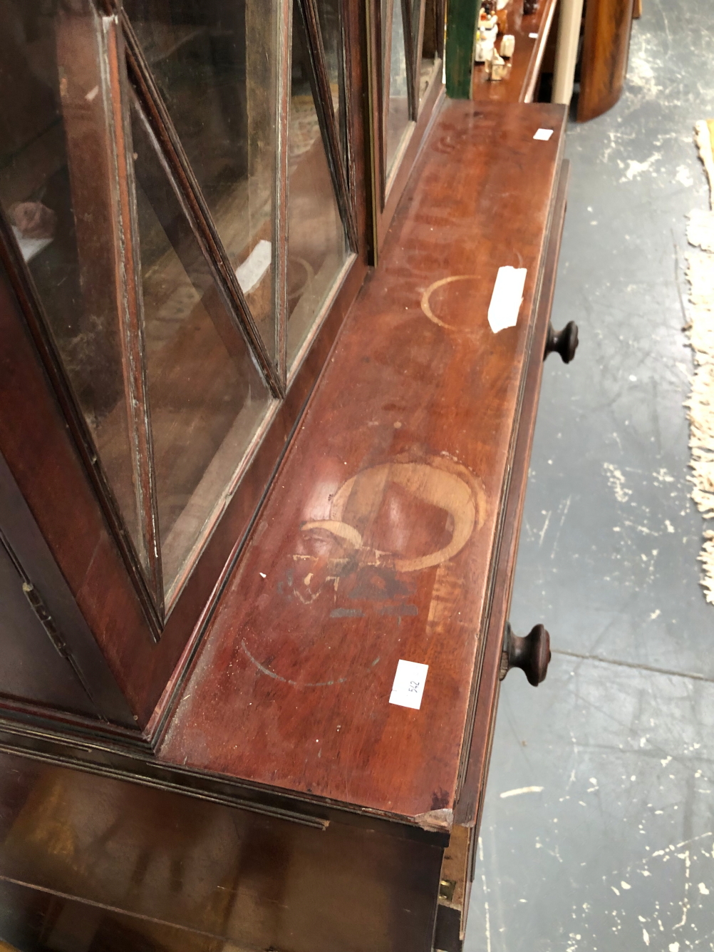 A GEORGE III MAHOGANY SECRETAIRE BOOKCASE WITH CABINET BASE FITTED WITH DRAWERS. 222 X 88 X 51CMS. - Image 21 of 23