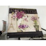 A PARISIAN FLORAL PAINTING ON CANVAS HEADED ANTIQUITES