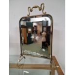 AN ART NOUVEAU COPPER AND BRASS FRAMED MIRRORED FIRE SCREEN