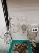 A LALIQUE AND FIVE OTHER GLASSES