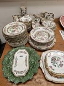 BRIDGWOOD INDIAN TREE PATTERN TEA AND DINNER WARES TOGETHER WITH AN ITALIAN LEAF PLATE