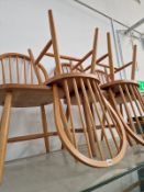 FIVE SPINDLE BACK KITCHEN CHAIRS.