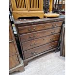 A LATE GEORGIAN MAHOGANY BACHELORS CHEST WITH BRUSHING SLIDE. 79 X 79 X 47CMS.