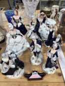 NINE ROYAL DUX PORCELAIN FIGURES AND A TRADE SIGN FOR THEM