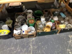 GLASS AND OTHER STORAGE JARS, CERAMIC JUGS, VASES AND BOWLS