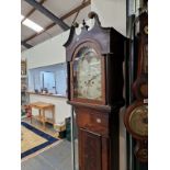 A GEORGIAN MAHOGANY 8 DAY LONG CASE CLOCK.