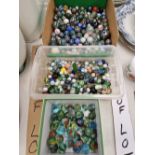 A COLLECTION OF GLASS MARBLES