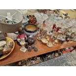 GLASSWARE, MOORCROFT, FIGURAL AND OTHER TABLE LAMPS, ELECTROPLATE, COINS, PLANTERS, EPHEMERA AND