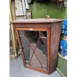 A 19th C. GLAZED CORNER CABINET.