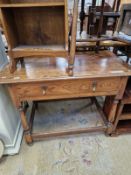 AN 18th C. AND LATER OAK AND ELM SIDE TABLE. 70 X 93 X 59CMS.