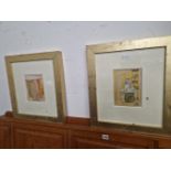 A PAIR OF INDISTINCTLY SIGNED ABSTRACT PAINTINGS