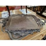 THREE ELECTROPLATE TWO HANDLED TRAYS
