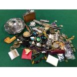 COLLECTABLES AND JEWELLERY TO INCLUDE AN INGERSOLL POCKET WATCH, HIP FLASK, ELEGANCE WATCH, SILVER