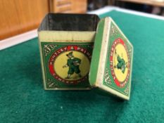 A RARE MINIATURE HUNTLEY AND PALMERS GINGER NUTS BISCUIT BOX.