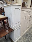 A PAIR OF VICTORIAN PAINTED BEDSIDE CABINETS.