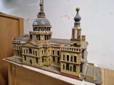 A WOODEN MODEL OF ST PAULS CATHEDRAL WITH INTERIOR ELECTRIC LIGHTING