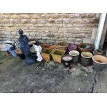 VARIOUS PLANT POTS AND GARDEN ORNAMENTS