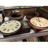 FOUR MAHOGANY WALL CLOCK CASES TO INCLUDE ONE DROP DIAL CASE