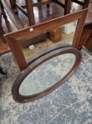 TWO ANTIQUE WALL MIRRORS, AND A STEP COMMODE.