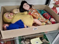 TWO ARMAND MARSEILLE BISQUE HEADED DOLLS TOGETHER WITH THREE ORIENTAL DOLLS