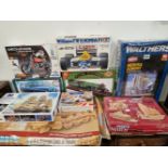 A COLLECTION OF BOXED CONSTRUCTION KITS, CARS, BOATS AND TRAINS