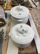 TWO WORCESTER WHITE GLAZED GOURMET OVEN CHINA TUREENS
