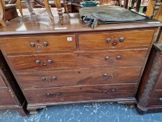 A VICTORIAN MAHOGANY CHEST OF DRAWERS. 92 X 112 X 52CMS.