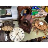 A SUNBURST CASED TIME PIECE, VARIOUS CLOCK CASES AND MOVEMENTS