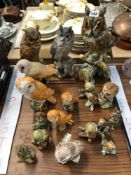 A COLLECTION OF NINETEEN CERAMIC OWL FIGURES BY BESWICK AND OTHER EUROPEAN MAKERS