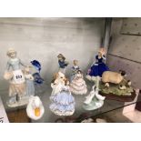 A COLLECTION OF NAO, WORCESTER AND OTHER FIGURINES