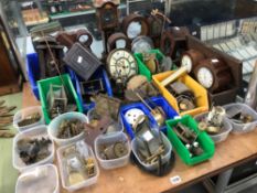A COLLECTION OF CLOCK CASES AND PARTS