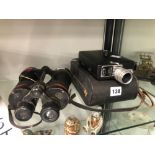 A PAIR OF ROSS STEPFLUX 7 x 50 BINOCULARS TOGETHER WITH A CINE-KODAK CAMERA