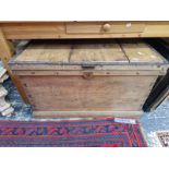 A LARGE ANTIQUE PINE TOOL CHEST.