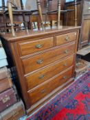 A LARGE EDWARDIAN MAHOGANY CHEST OF DRAWERS. 122 X 122 X 53CMS.