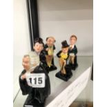 FIVE DOULTON DICKENSIAN FIGURES TOGETHER WITH A BRIEFCASE