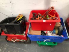 SIX LARGE CRATES OF VARIOUS WORKSHOP AND OTHER TOOLS ETC.
