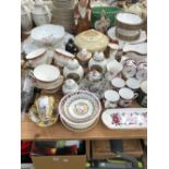 A ROYAL WORCESTER PRINCE REGENT PATTERN PART DINNER SERVICE, A DRESDEN AND TWO OTHER CABINET CUPS